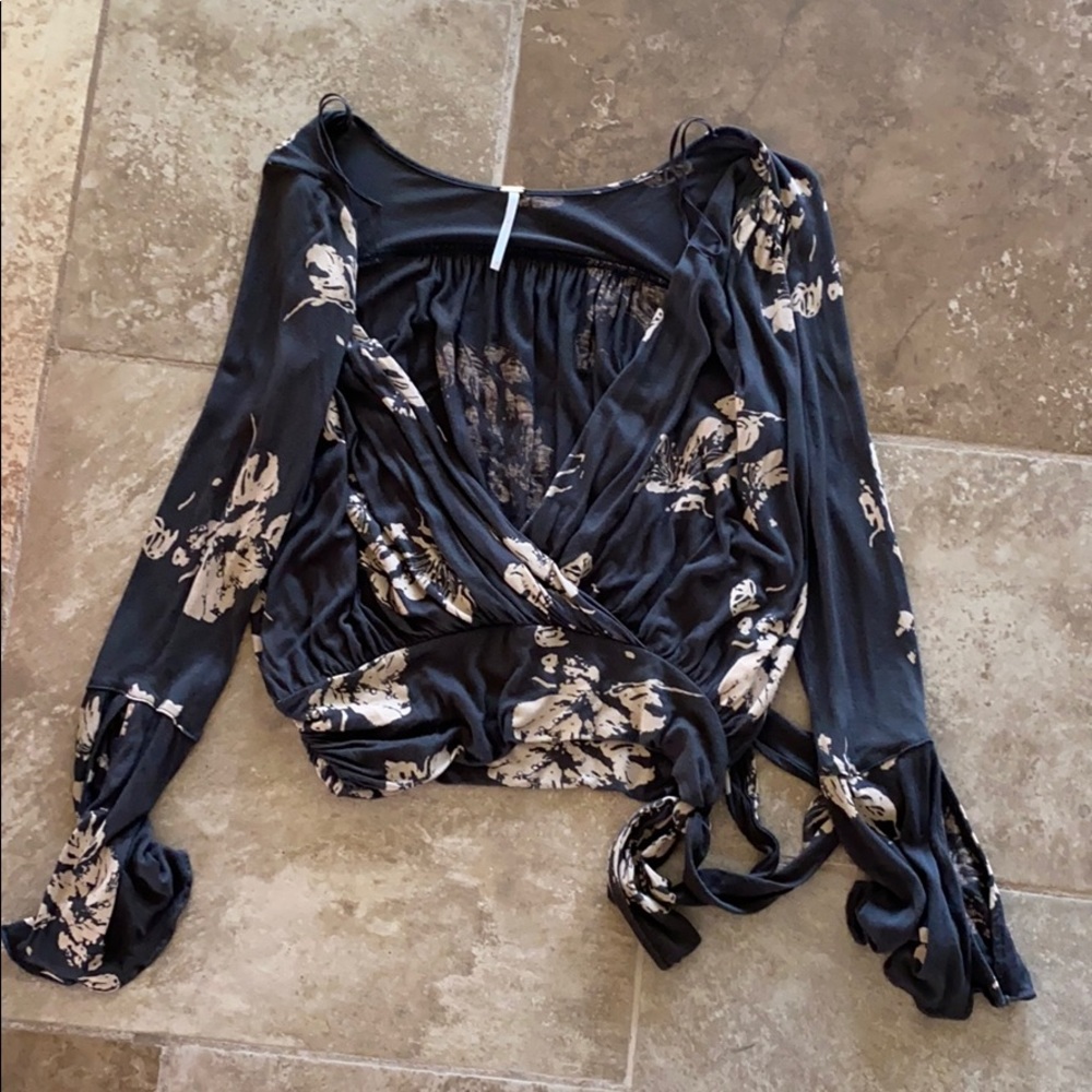 Floral free people wrap crop top